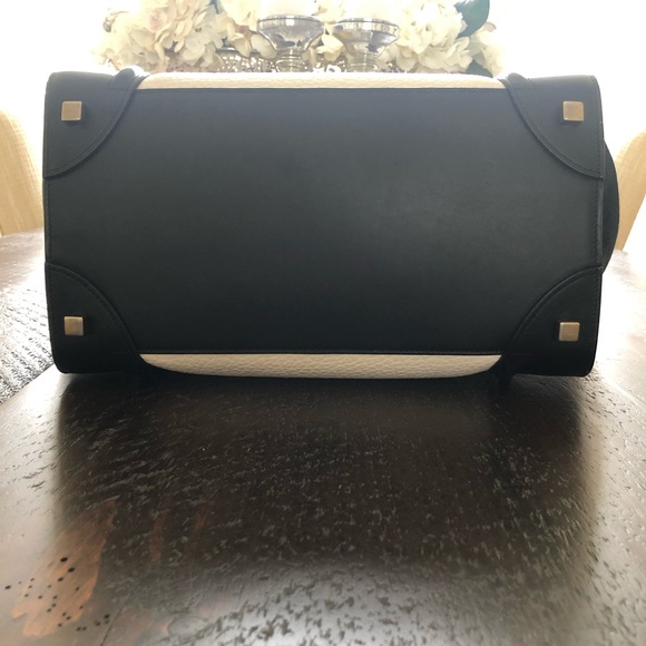 MINI LUGGAGE BAG IN BLACK & WHITE GRAINED CALFSKIN - Picture 9 of 13